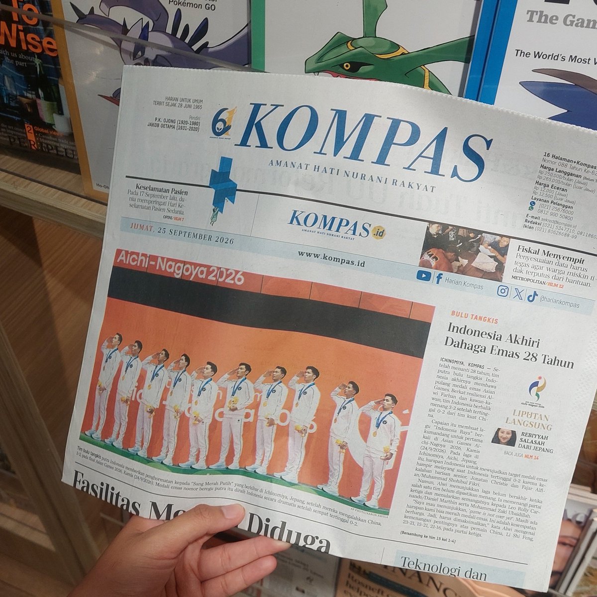 anakpelatnas's tweet photo. udah lama ga lihat berita bahagia di-headline koran #proud https://t.co/uP1VKGdH4J