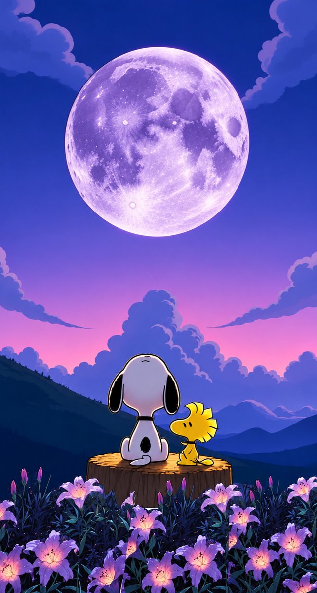 SnoopyWallpaper's tweet photo. Purple Moon Meadow with Snoopy https://t.co/CdfdC5PYdU