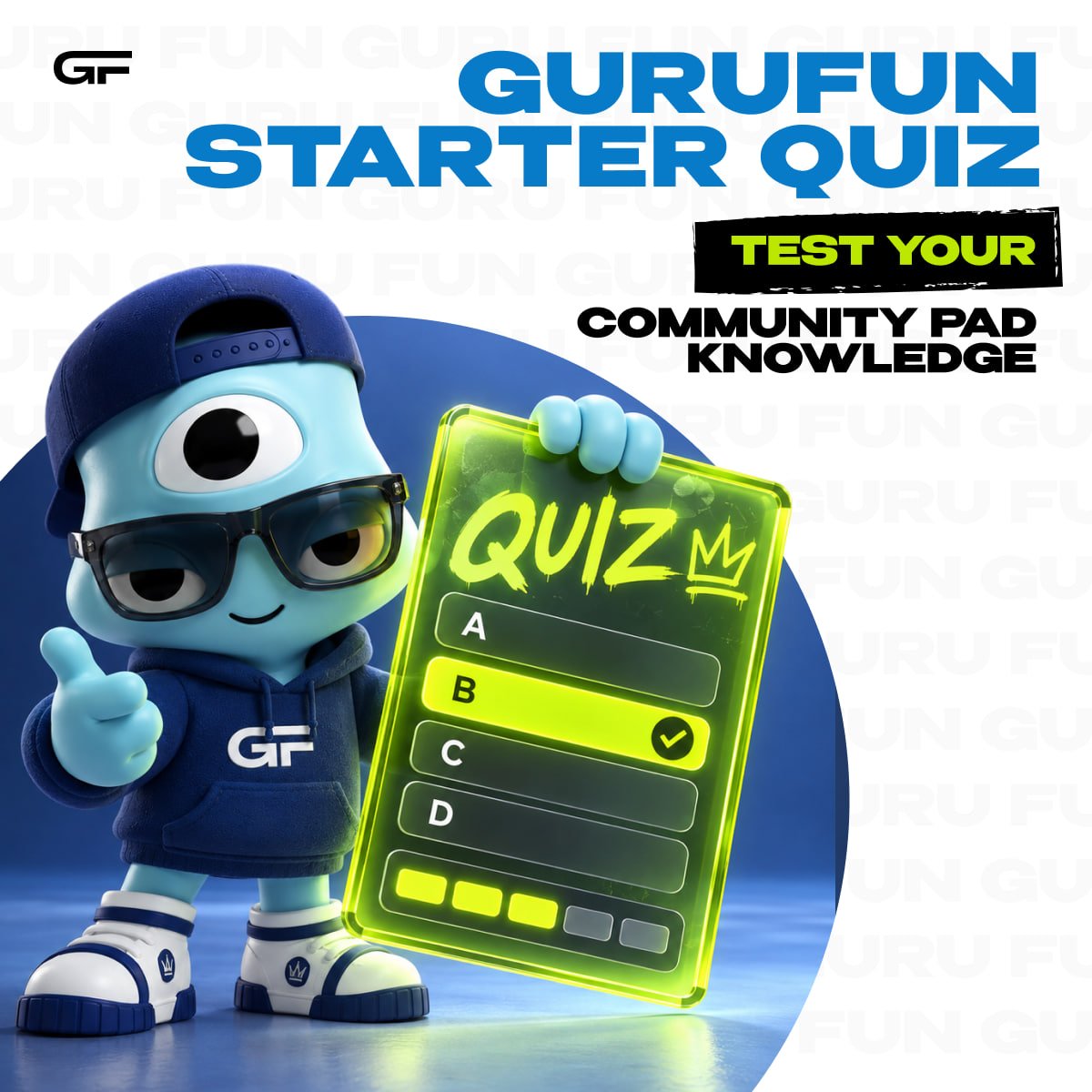 gurudotfun's tweet photo. How Well Do You Know https://t.co/AAhbVIcoC7?

You've seen how an idea enters Prelisting. You've watched the community back projects before any price exists. Now it's time to test what you know.

Take the https://t.co/AAhbVIcoC7 Starter Quiz and check how well you understand how a launch works on a Community Pad.

The rules are simple:
▪️Answer the questions
▪️Get your result
▪️Compare your score with the community
▪️Join the leaderboard

Quiz topics:
▪️Prelisting and community backing
▪️The launch path: from idea to Raydium
▪️Guru Token election

Top participants share 100 USDT after the results are announced.

Ready to test yourself? Then mark this in your calendar:
▪️Where the quiz will take place: https://t.co/qHd8SFJQup (#general chat)
▪️When the quiz will take place: Today, 14:00 PM (UTC time)

Take the quiz and prove you know how GuruFun works.