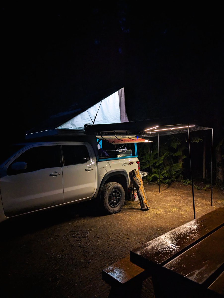 MauricioBao8's tweet photo. Let's keep the day going with @shrednecks’ 2022 Nissan Frontier and garage-built camper. They traveled from Washington through Canada to Tuktoyaktuk and Alaska for salmon fishing, herping, and tidepooling. Love the salmon-themed wrap! https://t.co/wrn80tMDqD