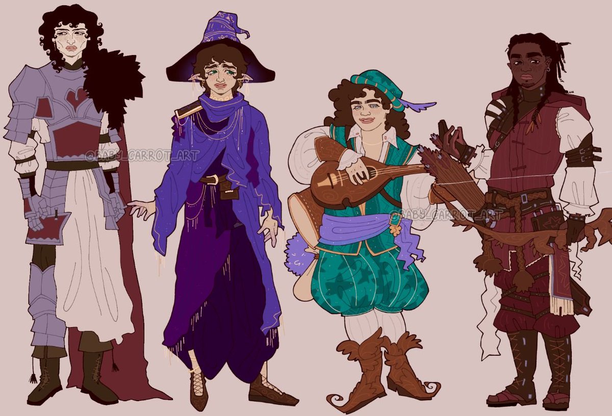 baby_carrot_art's tweet photo. Anyway here are my dnd au designs all together😋 ik Will is taller than Lucas actually but not in my world sorry
#byler #lumax #henderhop #au https://t.co/8YC4Ze54lw