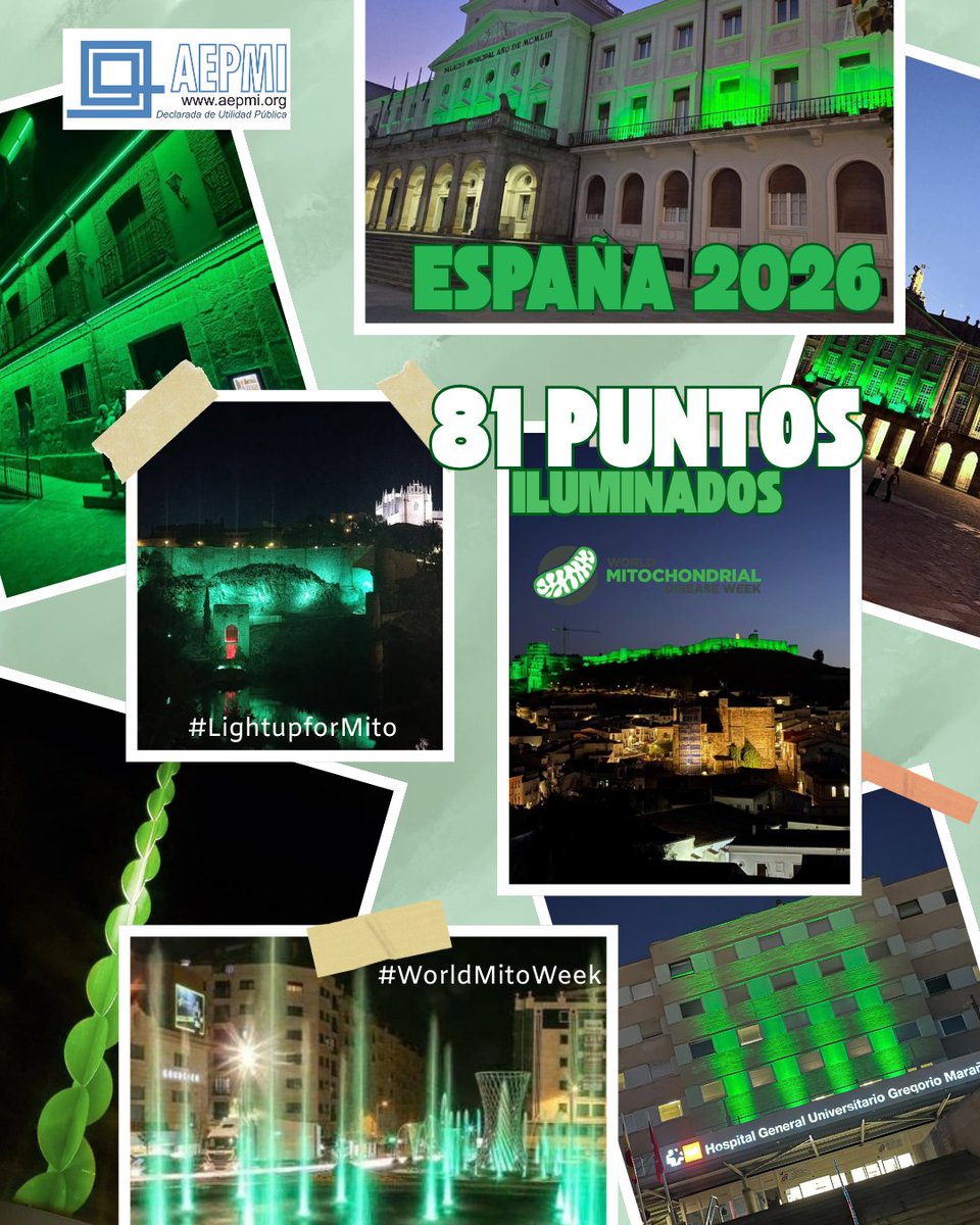 AEPMI's tweet photo. Gracias a todas las personas y organismos que han colaborado en la campaña por la Semana Mundial de las #EnfermedadesMitocondriales 2026 #LightupforMito https://t.co/YhNdyNVOkE