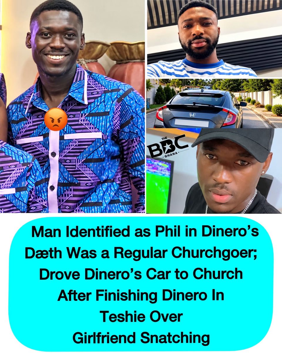 JasperZiggle's tweet photo. 🚨🇬🇭A new twist has emerged in the case involving Nana Yaw Kyere, popularly known as Dinero/Terry, who was kpai in Teshie.

The man linked to the incident has been identified as Phil. According to emerging reports, Phil was a regular churchgoer and drove Dinero’s car to church the following Sunday after the incident.

The development has raised questions, amid reports that the k.||.ing may have been connected to a dispute involving girlfriend snatching.

Authorities are expected to establish the full circumstances surrounding Dinero’s death and Phil’s involvement.
