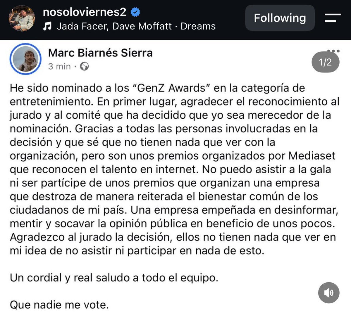 elojoquetodolv's tweet photo. Me consuela ver que, de vez en cuando, hacemos famosa a la persona correcta🫰🏼 Gracias por existir, @Nosoloxviernes. Eres el consuelo de muchas y una bocanada de aire fresco que necesitamos en tiempos tan turbios, en los que cada día cierta gente tiene el cerebro más lavado y el corazón más podrido🙏🏼🥺
