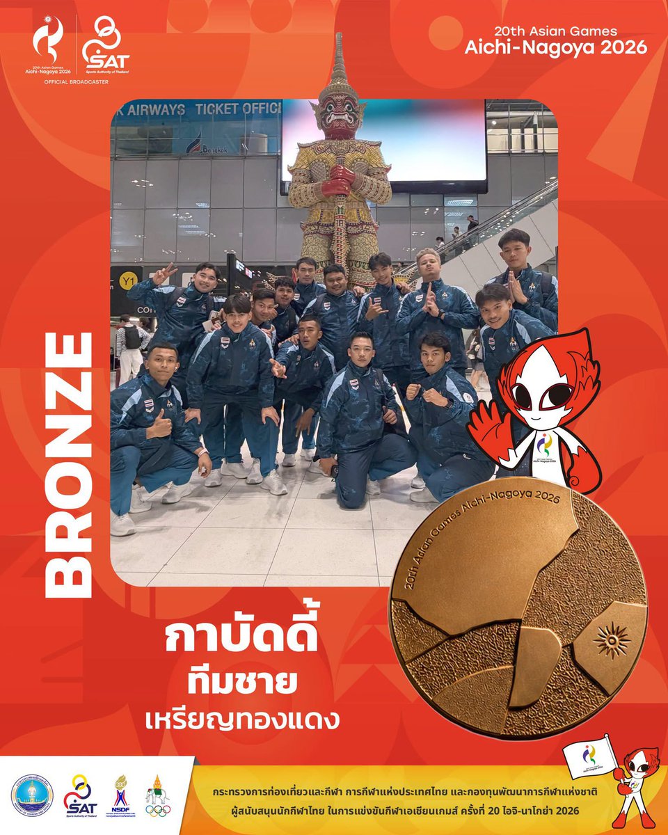 Skyview36's tweet photo. 🥉🇹🇭 กาบัดดี้ชายไทย คว้าเหรียญเอเชียนเกมส์ได้เป็นครั้งแรกในประวัติศาสตร์!

ขอแสดงความยินดีกับ กาบัดดี้ชายทีมชาติไทย ที่คว้าเหรียญทองแดง ในมหกรรมกีฬาเอเชียนเกมส์ ครั้งที่ 20 ไอจิ-นาโกย่า 2026

ทีมชาติไทย ผ่านเข้ามาถึงรอบชิงชนะเลิศได้อย่างยอดเยี่ยม มาเจอกับ อินเดีย แชมป์ 9 สมัยซ้อน ก่อนจะแพ้ไป 28-66 ทำให้คว้าเหรียญทองแดงไปครอง ซึ่งเป็นครั้งแรกที่ทีมกาบัดดี้ชายไทยทำได้สำเร็จ นับตั้งแต่บรรจุการแข่งขันรายการนี้เป็นครั้งแรกเมื่อปี 1990

ความสำเร็จที่มาจากความทุ่มเทอย่างสุดกำลังของนักกีฬา เพื่อสร้างรอยยิ้มให้คนไทยทั้งประเทศ 🇹🇭👏
#AsianGames2026 #เอเชียนเกมส์