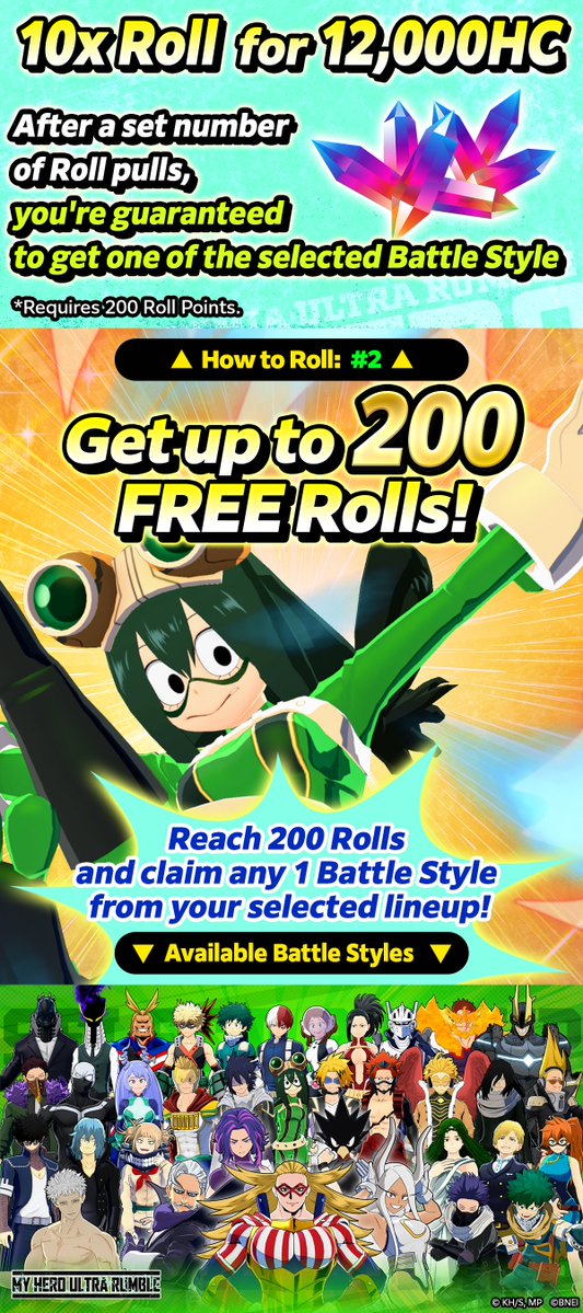 MyHeroUR's tweet photo. ／
Select Hot Picks Roll Available!
＼

A special Roll is here to celebrate the 3rd anniversary!
Choose 8 of your favorite Hot Picks!

Try up to 200 Rolls in the campaign period!

Clear 200 Rolls for a chance at your faves from the Hot Picks!

Check the image for details!

#MHUR https://t.co/FeIUFSoSKg