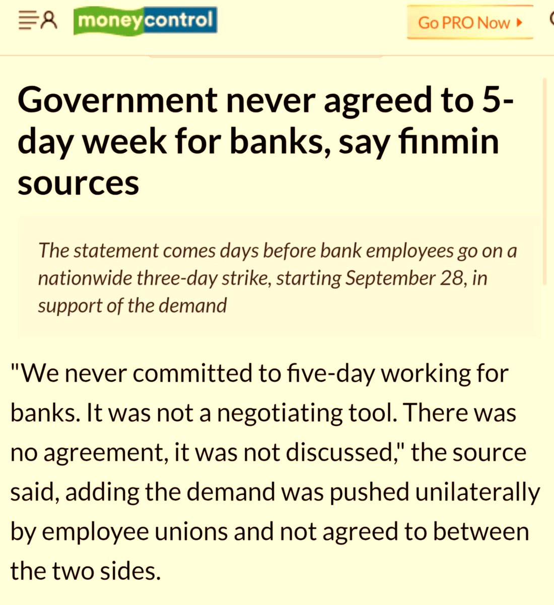 PSBPunch's tweet photo. When schemes and targets need pushing👇
✔️PSBs are government machinery!
When #5daysbanking is demanded👇
✔️We never owned, never agreed, never discussed.
The IBA recommendation with extended daily working hours is documented in the 12th BPS and pending with DFS.
Anonymous FinMin sources right before a strike won’t erase signed bipartite records.
Stand united. ✊
@Meghnamittal23 @moneycontrolcom