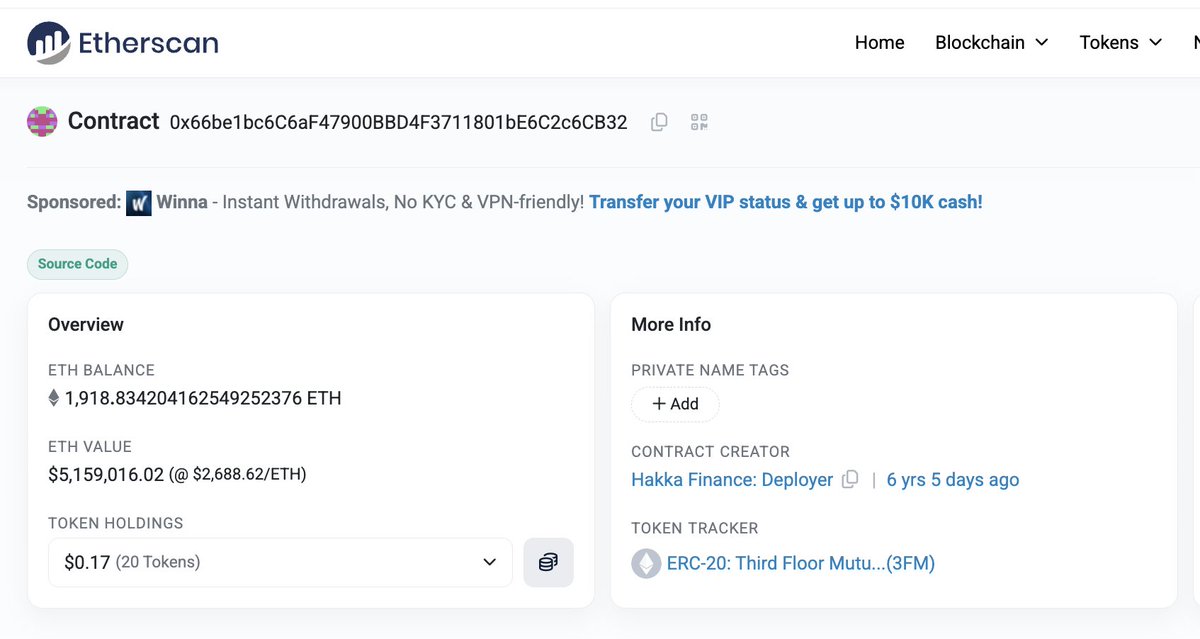 ELaszlo_'s tweet photo. Contract:  0x66be1bc6C6aF47900BBD4F3711801bE6C2c6CB32 (3FMutual insurance, by Hakka Finance)

Deployed in 2020, it was designed so only active insurance holders would get paid if MakerDAO shut down. Coverage lasted up to 100 days and after 6 years almost the entire 1899 ETH pool is now “orphan”

Meaning that right now a claim on ~1,687 ETH would cost just 0.1, triggered if Sky’s DAO decides to end operations

dyor nfa
