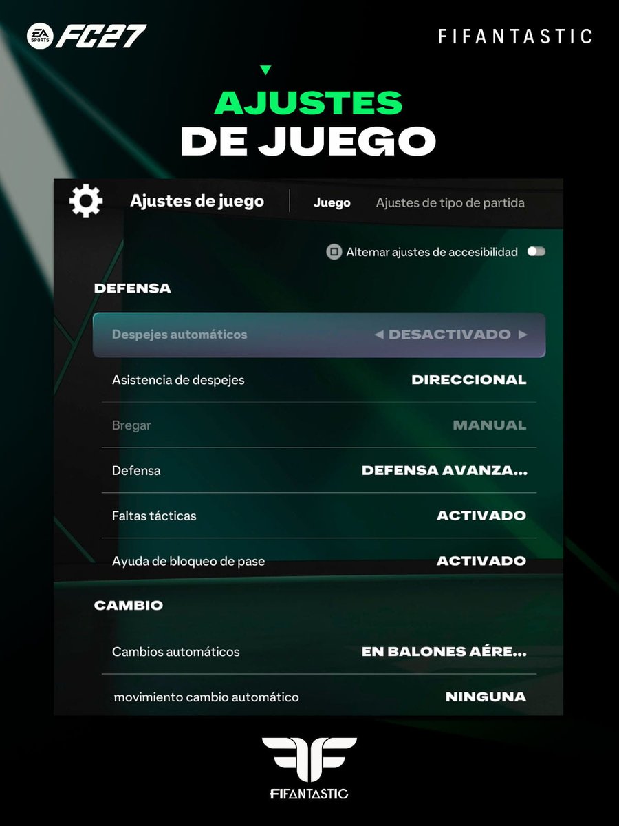 FIFAntastic's tweet photo. 🎮 ¿Empezáis hoy a jugar a #FC27? Antes de meteros de lleno en Rivals o Champions, revisad bien los ajustes de juego.

⚙️ He reunido la configuración que recomiendo para empezar a competir desde el primer día y evitar opciones que pueden perjudicaros durante los partidos.

💾 Guardad este post porque os va a venir bien cada vez que reviséis vuestra configuración.