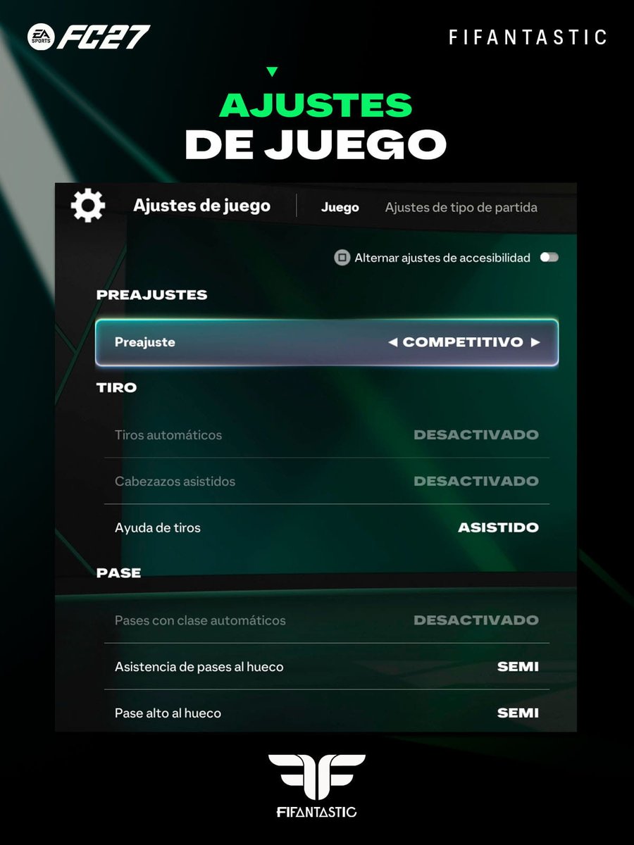 FIFAntastic's tweet photo. 🎮 ¿Empezáis hoy a jugar a #FC27? Antes de meteros de lleno en Rivals o Champions, revisad bien los ajustes de juego.

⚙️ He reunido la configuración que recomiendo para empezar a competir desde el primer día y evitar opciones que pueden perjudicaros durante los partidos.

💾 Guardad este post porque os va a venir bien cada vez que reviséis vuestra configuración.