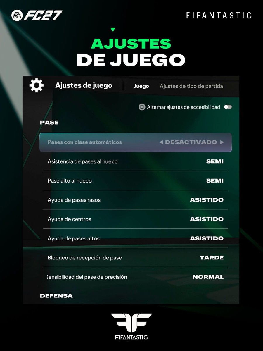 FIFAntastic's tweet photo. 🎮 ¿Empezáis hoy a jugar a #FC27? Antes de meteros de lleno en Rivals o Champions, revisad bien los ajustes de juego.

⚙️ He reunido la configuración que recomiendo para empezar a competir desde el primer día y evitar opciones que pueden perjudicaros durante los partidos.

💾 Guardad este post porque os va a venir bien cada vez que reviséis vuestra configuración.