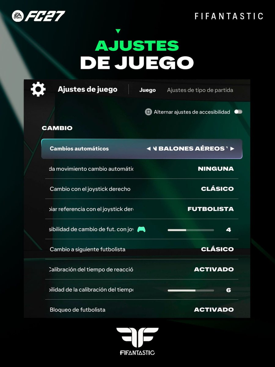 FIFAntastic's tweet photo. 🎮 ¿Empezáis hoy a jugar a #FC27? Antes de meteros de lleno en Rivals o Champions, revisad bien los ajustes de juego.

⚙️ He reunido la configuración que recomiendo para empezar a competir desde el primer día y evitar opciones que pueden perjudicaros durante los partidos.

💾 Guardad este post porque os va a venir bien cada vez que reviséis vuestra configuración.