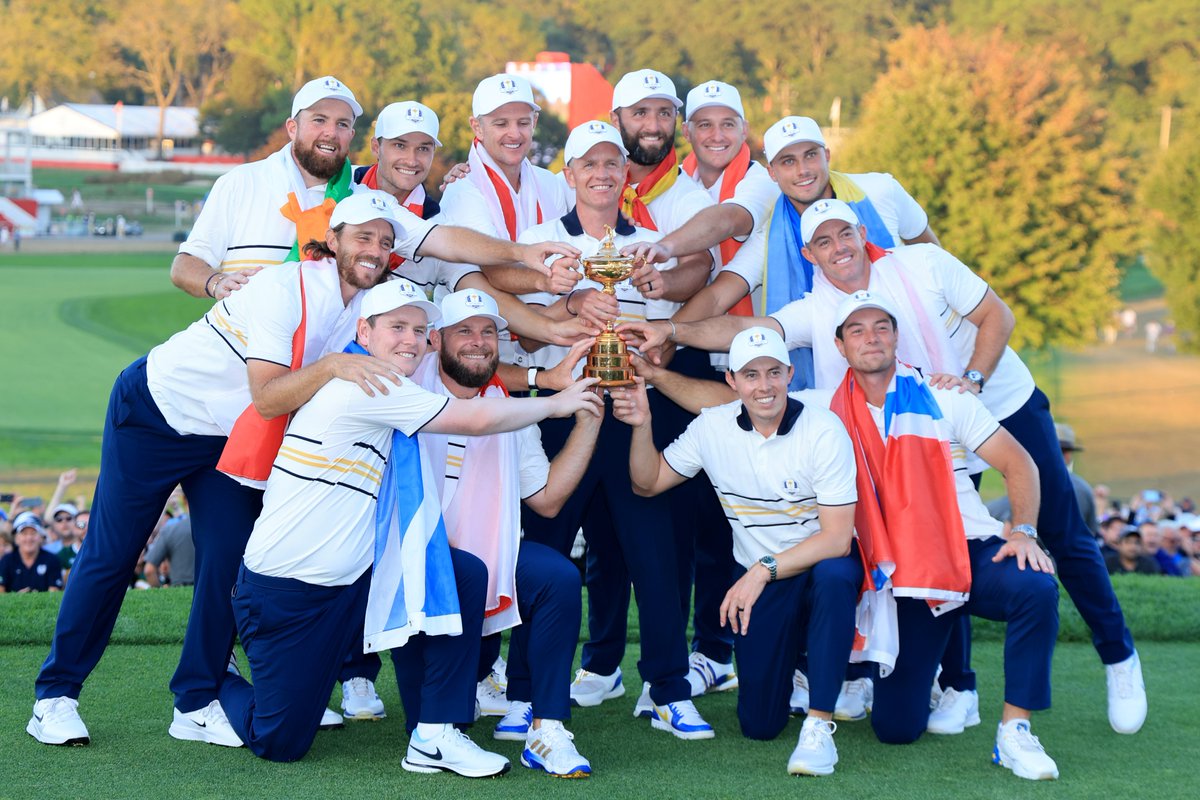 RyderCupEurope's tweet photo. One year on 🇪🇺
The team who triumphed at Bethpage Black 🗽 https://t.co/gFV2DYijmh