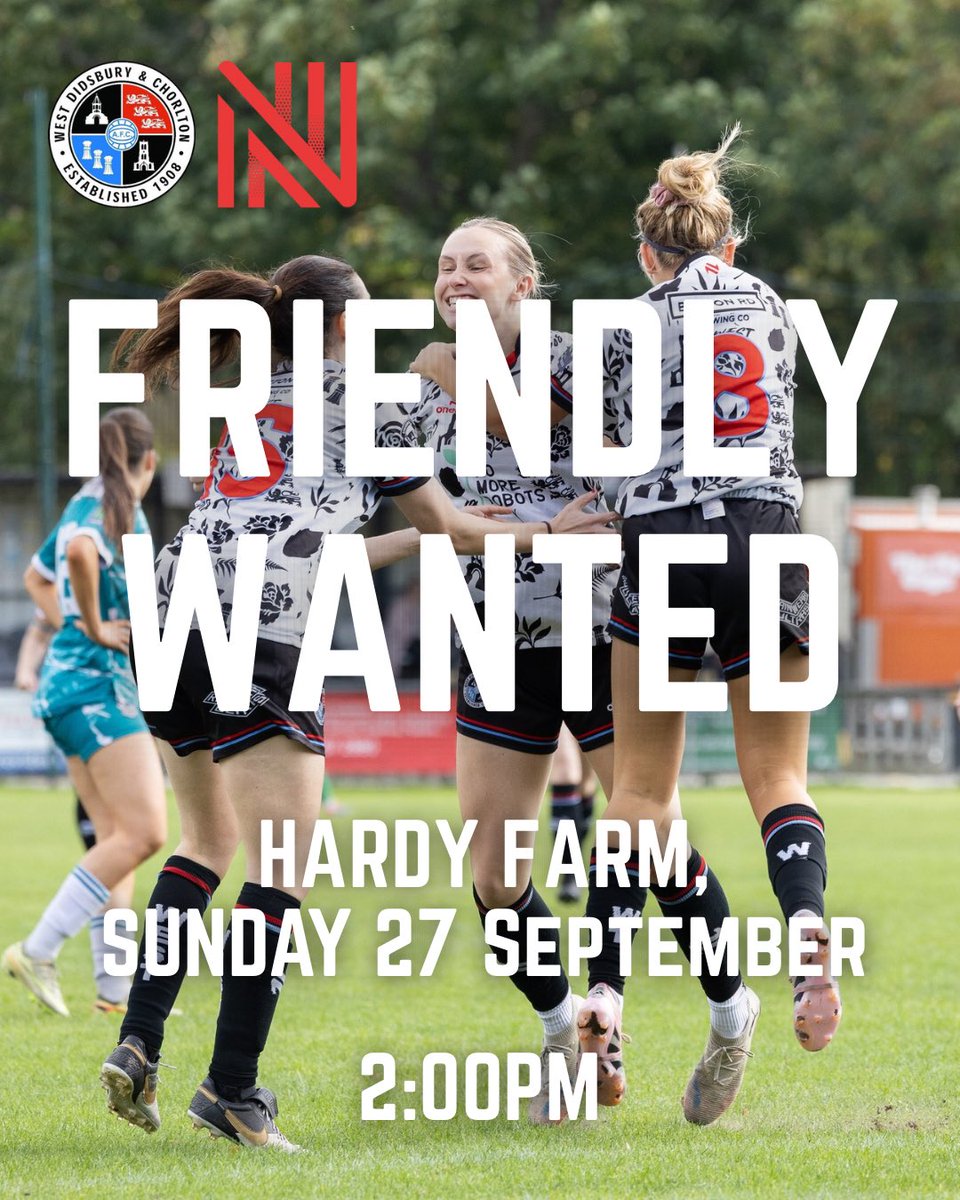 WDC_Women's tweet photo. 🚨 FRIENDLY OPPORTUNITY 🚨

We are looking for an opponent for a friendly against our First Team (Tier 5) this Sunday.

We are able to host in a 2pm kick-off in south Manchester. Drop us a DM or contact womenssecretary@wdcfc.co.uk if interested.

#wdcfc 🤍🖤

📸 Maddie Blunden https://t.co/q9y0Sm898Y