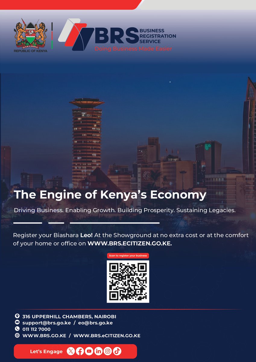 BRS_Kenya's tweet photo. Your business journey starts here.

Visit BRS at the Nairobi ASK Show and get assistance with registering your business.

Nairobi ASK Show - Jamhuri Showgrounds from the 28th September to 4th October https://t.co/lqE171tPIL