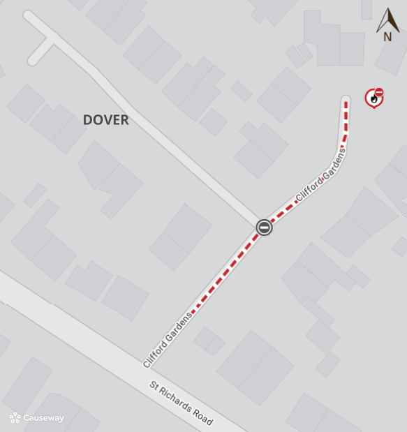 KentHighways's tweet photo. Deal, Clifford Gardens: Road closed 5th October - 13th November to allow for @SGNgas  gas works: https://t.co/NOG6dXG4S4 https://t.co/lpMnpvelfE