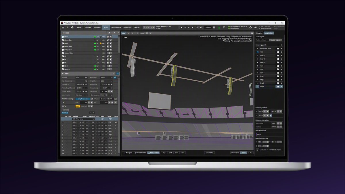 instalia_eu's tweet photo. d&b añade escucha binaural en tiempo real a ArrayCalc V13 con System Auralization: permite oír desde distintas posiciones cómo afectan los cambios de diseño antes del montaje.
👉 Descubre cómo funciona en InstaliaEU.
#dbaudiotechnik #ArrayCalc #ProAudio https://t.co/gv3TRbzGQa