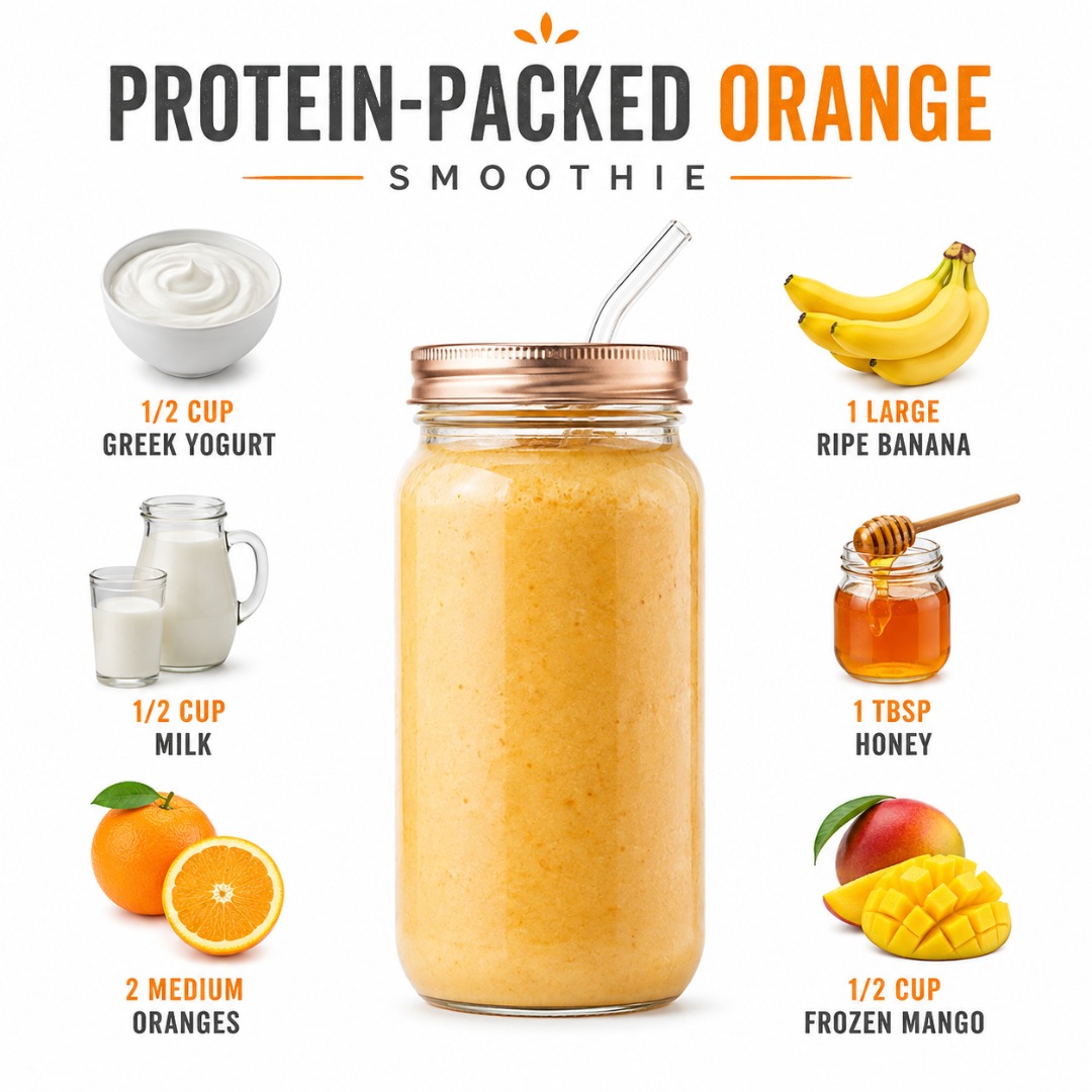MarisaCapicotto's tweet photo. Would you try this creamy, protein-rich orange smoothie for breakfast? Blend Greek yogurt, milk, oranges, banana, frozen mango, and honey until smooth. Refreshing, naturally sweet, and ready in minutes. Comment YES for more easy smoothie recipes! https://t.co/NtYL7owuJM