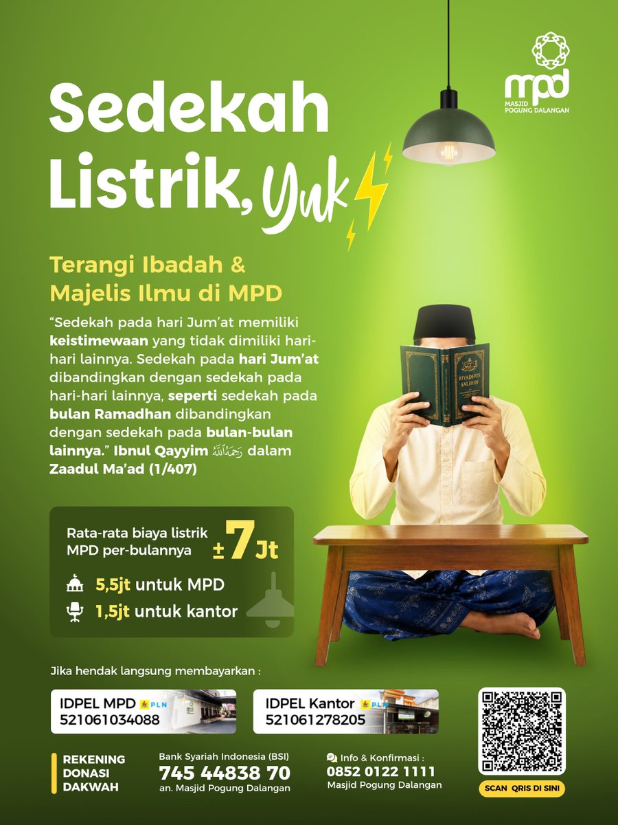 masjidmpd's tweet photo. [ YUK⚡️SEDEKAH LISTRIK ]
Terangi Ibadah &amp; Majelis Ilmu di MPD https://t.co/05Svf0TCu0