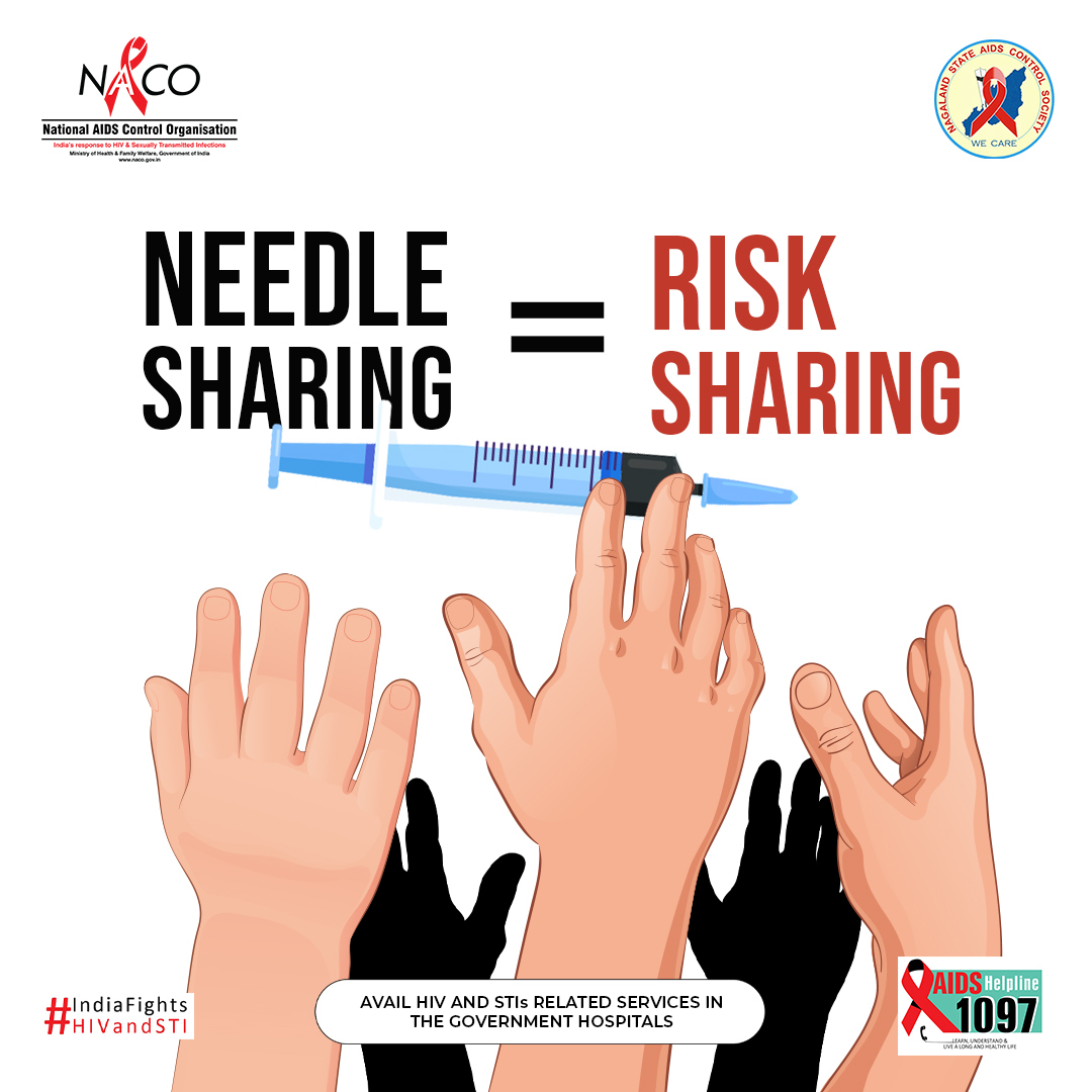 Nagaland_SACS's tweet photo. One needle, one person, one time.
Because sharing isn’t worth the risk. Choose safety.
☎️ 1097 | 🌐 https://t.co/sCqEILfLgq
#IntensifiedIECCampaign3 #IndiaFightsHIVandSTI #HIVPrevention #DrugAwareness #KnowTheRisks https://t.co/6tydIL2S5W