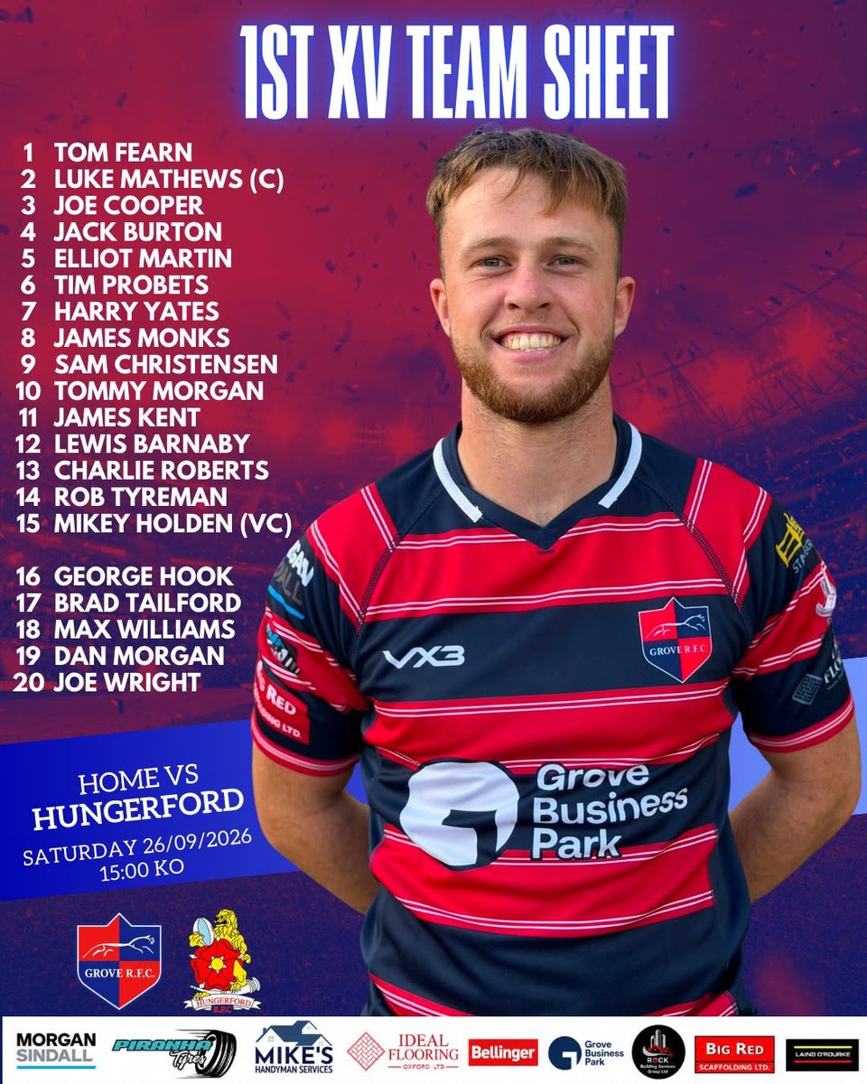 GroveRFC's tweet photo. The season starts here🏉 1st XV Home Vs @HungerfordRFC 3pm KO 2nd XV Away to @BletchleyRFC 2s 3pm KO
Get behind the lads this season from the comfort of your own home with our new live streamed 1st XV games follow the link to watch on Saturday
https://t.co/UCt6nCmN2S
#livestream https://t.co/t8PNOebKXA