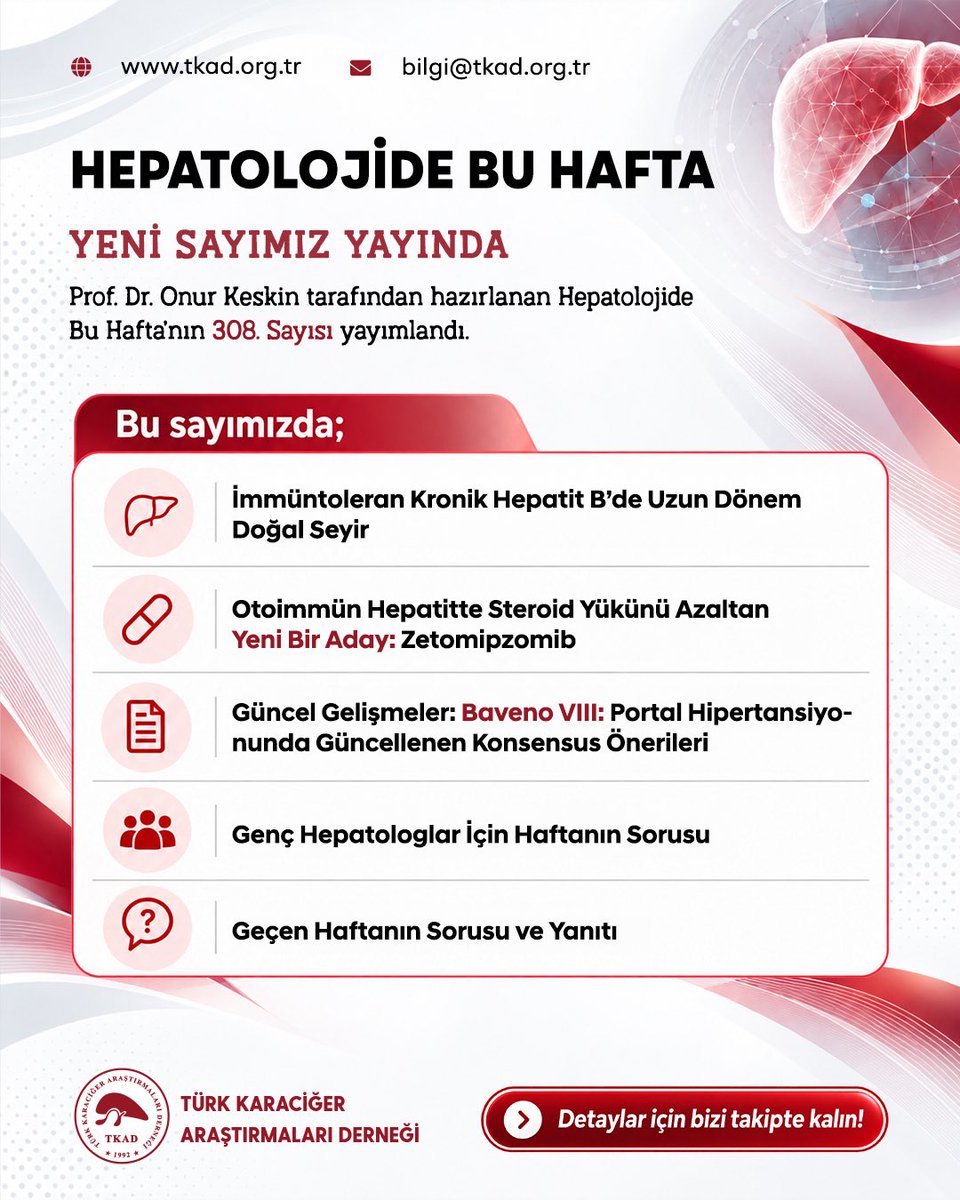 tkadorg's tweet photo. Prof. Dr. Onur Keskin tarafından hazırlanan Hepatolojide Bu Hafta’nın 308. sayısı yayında! 🩺📖 https://t.co/dDqu8swBrH