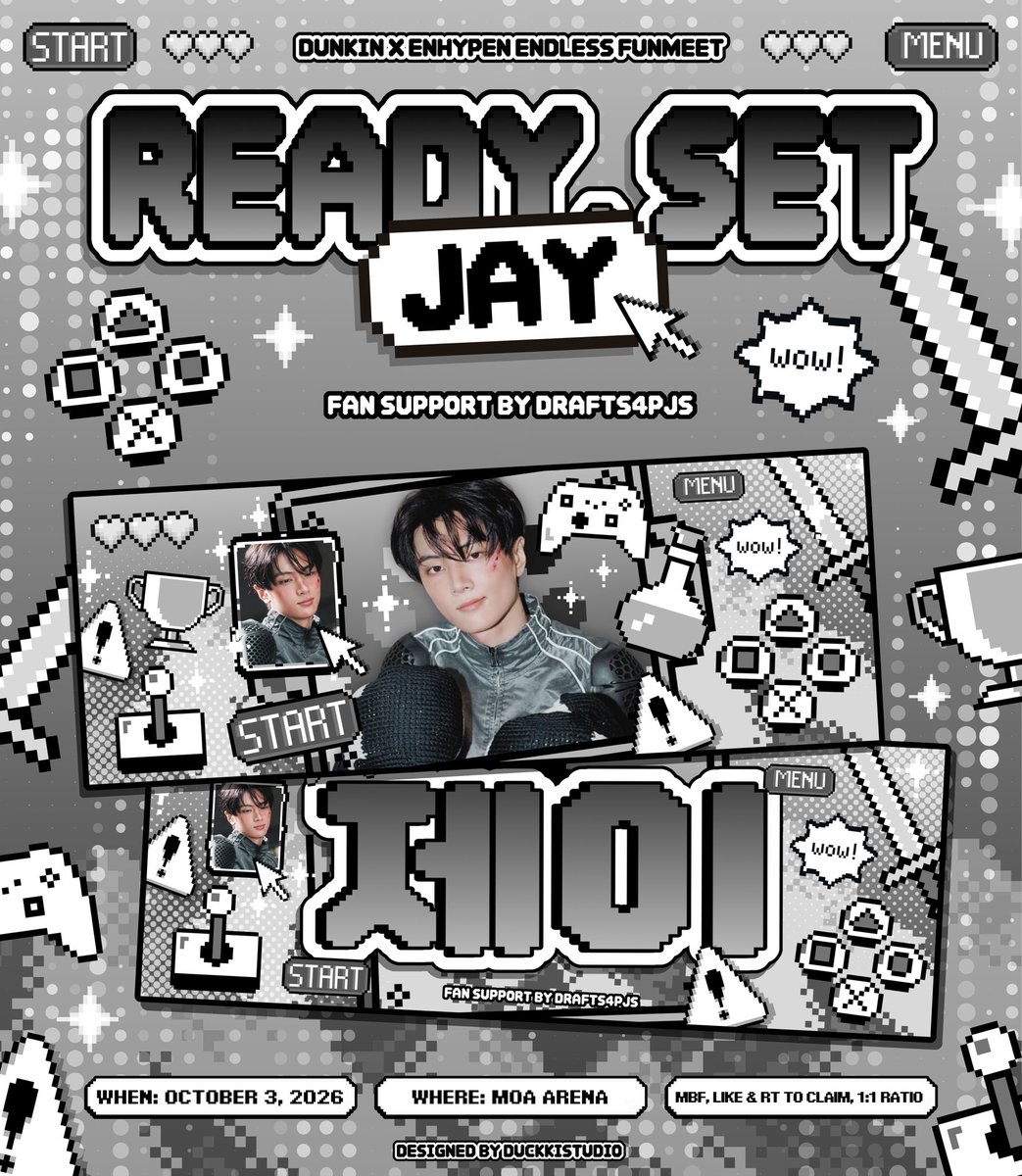 drafts4pjs's tweet photo. 🎮 * ˚ ✦ 𝒓𝒆𝒂𝒅𝒚 𝒔𝒆𝒕 𝒋𝒂𝒚 .ᐟ👾 ༘⋆
╰┈➤ fan support by @drafts4pjs 

⭑ mbf, like, &amp; rt
⭑ 1:1 ratio
⭑ loc &amp; time tba
⭑ on the spot trades only

#DUNKIN #DunkinPH_ENDLESS #ENDLESSFunMeet #ENHYPEN #JAY https://t.co/XzA7OOpYAX