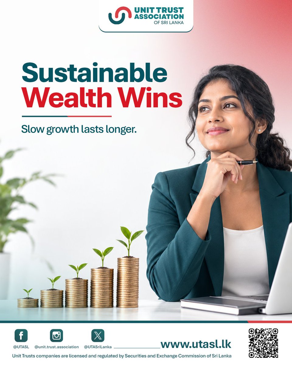 UTASriLanka's tweet photo. Sustainable wealth is built through informed decisions, disciplined investing, and a long-term approach.

Explore opportunities that align with your financial goals through Unit Trusts.

#UnitTrusts #FinancialPlanning #Investing #UTASL https://t.co/aSpg7rlAsF
