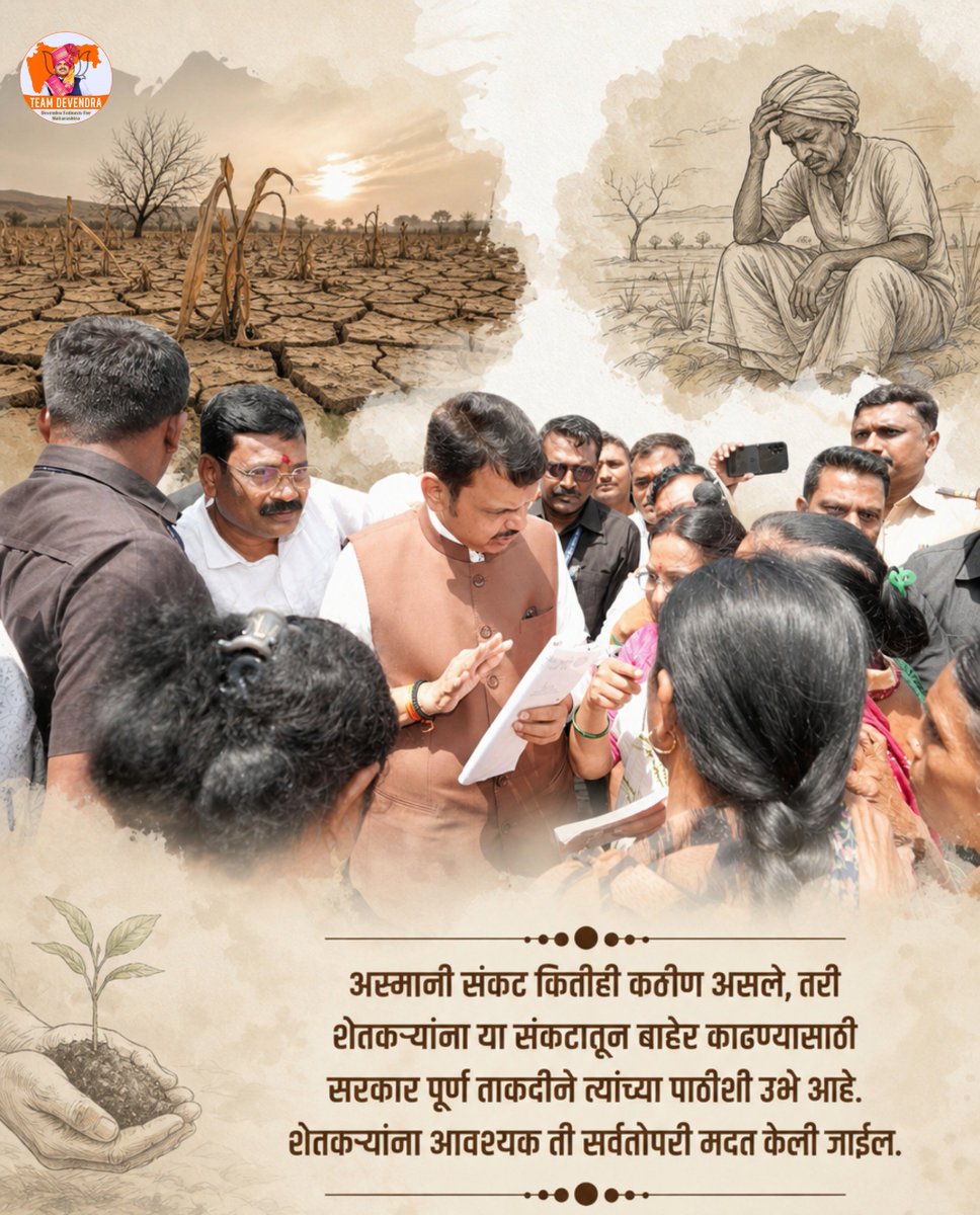 BalasahebL27733's tweet photo. दुष्काळसदृश परिस्थितीची पाहणी करत शेतकऱ्यांच्या अडचणी आणि नुकसानीची माहिती घेण्यात आली.
शेतकऱ्यांना आवश्यक ती सर्वतोपरी मदत आणि संकटातून बाहेर पडण्यासाठी उपाययोजना करण्याचे आश्वासन देण्यात आले.

@Dev_Fadnavis #Teamdevendra #FarmerSupport #DroughtRelief #Maharashtra https://t.co/s3jXjOSvay