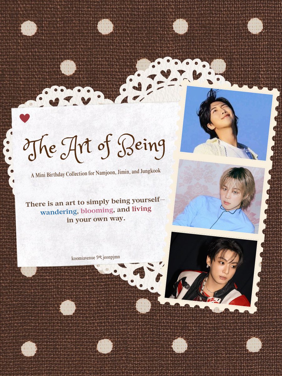 xofairydiaries's tweet photo. THE ART OF BEING

a mini birthday collection for namjoon, jimin &amp; jungkook

by @koomiavenue &amp; @jeonpjmn ♡

interest check tonight at 7 PM https://t.co/26GEFqgFfn