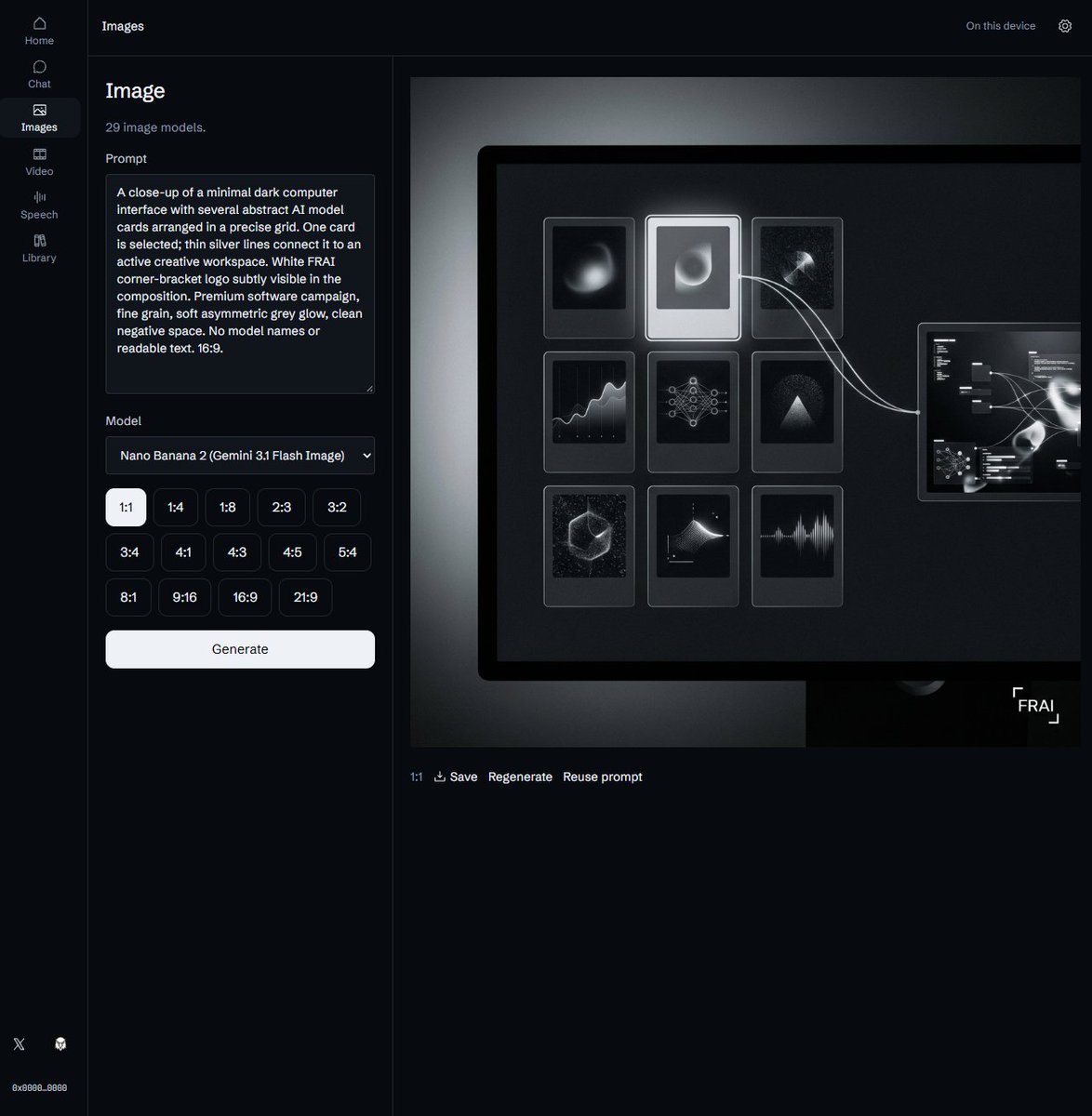 FraiAiX's tweet photo. 29 image models. One place to create.

Pick a model, set your format, write your prompt, and generate. Save what works or reuse the prompt to keep exploring.

No subscription. No usage fee.

https://t.co/dJiaYMDc2i https://t.co/0RqwexC4nt