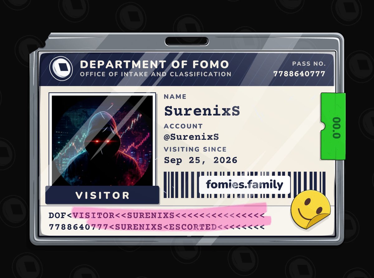 SurenixS's tweet photo. visiting the department of fomo. no case yet. must be escorted at all times. @FomiesNFT https://t.co/E9UIqi6fIQ
