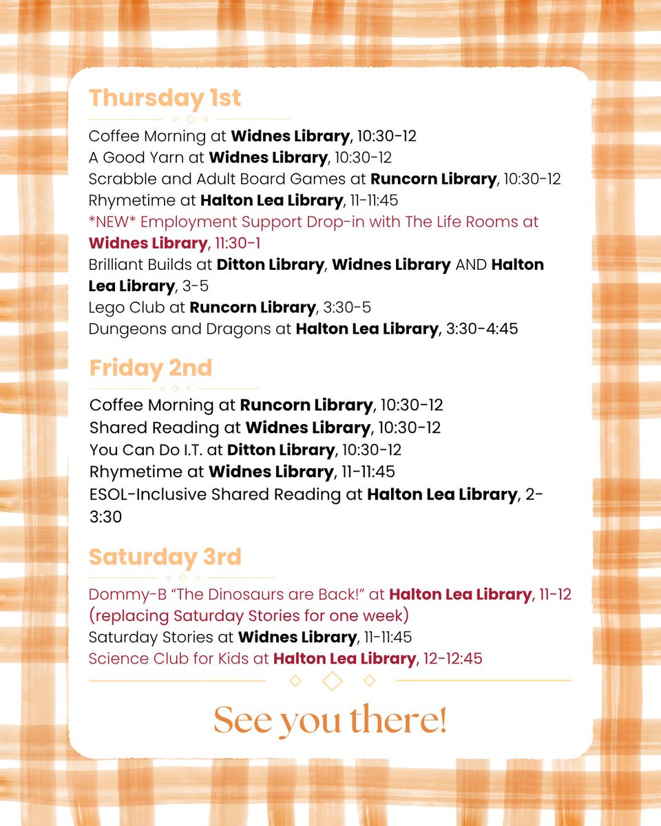 HaltonLibraries's tweet photo. Drop-in to Widnes Library on Thursday at 11:30 to get some Employment Support, including CV write and job searching advice, from an expert from The Life Rooms 🤜

We've also got a very special dino-themed poetry, rap and dance spectacular on Saturday at Halton Lea Library 🦕 https://t.co/lq6ud9DQz2