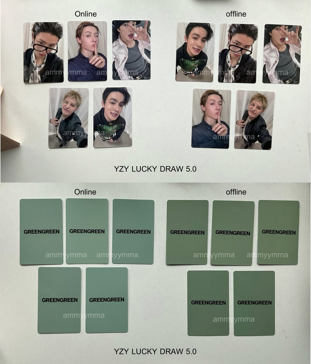 _ammyymma's tweet photo. สวัสดีค่ะ 🩷

เนื่องจากทางร้านได้รับการ์ด YZY Lucky Draw 5.0 มา และได้สังเกตเห็นความแตกต่างของการ์ด จึงขออนุญาตทำโพสต์นี้ไว้เพื่อแชร์ข้อมูลและเป็นประโยชน์สำหรับลูกค้า รวมถึงเพื่อน ๆ ที่อาจกำลังตรวจสอบการ์ดรุ่นนี้อยู่นะคะ

ทางร้านอาจจะอธิบายได้ไม่ละเอียดหรือเก่งมากนัก แต่ตั้งใจอยากรวบรวมสิ่งที่สังเกตพบมาแชร์ให้ทุกคนได้เห็นความแตกต่างกันอย่างชัดเจนค่ะ 🩷

อย่างที่หลาย ๆ คนทราบกันดีว่า การ์ด YZY อาจพบความแตกต่างในเรื่องของตำแหน่งการตัด เช่น การตัดเลื่อน รวมถึงรายละเอียดบริเวณด้านหลังการ์ดที่อาจมีความแตกต่างกันค่ะ

สำหรับสิ่งที่ทางร้านสังเกตพบในครั้งนี้ คือ สีบริเวณด้านหลังการ์ด ซึ่งส่วนตัวทางร้านไม่ได้รู้สึกตกใจมากนัก เนื่องจากก่อนหน้านี้ได้ลองศึกษาข้อมูลเกี่ยวกับการ์ด YZY มาบ้าง และพบว่าสีดานหลังของการ์ดอาจมีความแตกต่างกันให้เห็นด้วยตาเปล่าค่ะ

จากการ์ดที่ทางร้านมีอยู่ จะสังเกตได้ว่า
• Online สีด้านหลังจะค่อนข้างอ่อน และออกไปทางโทนชมพู
• Offline ที่ทางร้านได้รับมา สีจะค่อนข้างเข้มกว่า
ทั้งนี้ อาจจะไม่เกี่ยวกับ online หรือ offline ซึ่งสีอาจคละปนกันไป