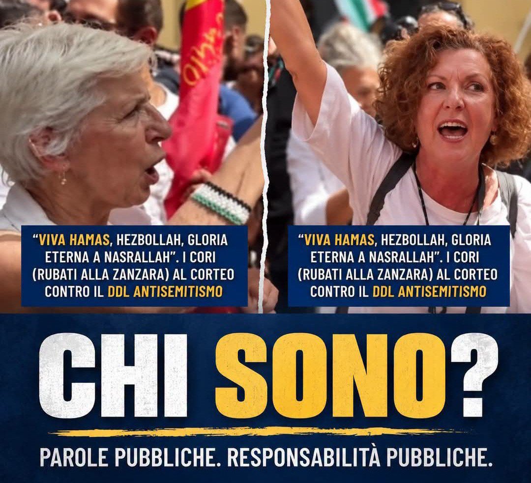 eziamor's tweet photo. Stiamo ancora aspettando di sapere chi sono e soprattutto se sono stati presi dei provvedimenti per queste "signore" che inneggiavano ad #Hamas #Hezbollah e #Nasrallah . Ministro @Piantedosim ha novità a riguardo? https://t.co/bni6M6bihf