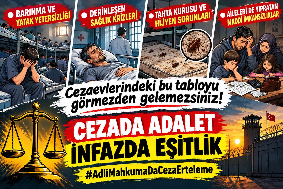 ahmetyalap's tweet photo. Talebimiz; adli hükümlüler için de hukuki dayanağı, kapsamı ve koşulları kanunla belirlenecek, eşitlik ve hakkaniyet esaslarına dayalı olarak PKK terör örgütüne verilen ceza ertelemesinin tüm mahkumlar için uygulanmasıdır.

#AdliMahkumaDaCezaErteleme
CEZADA ADALET İNFAZDA EŞİTLİK https://t.co/Fkhc7imPf1