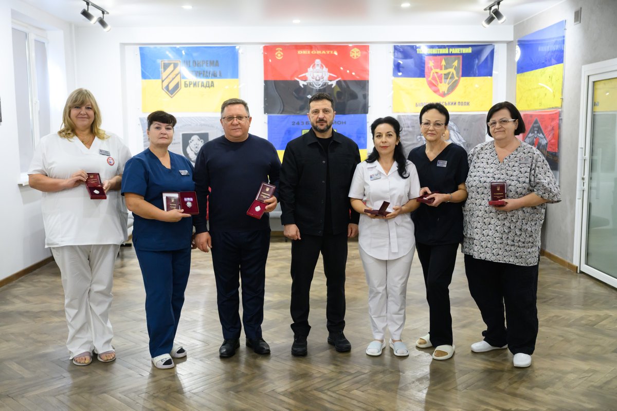 ZelenskyyUa's tweet photo. Yesterday, during the Russian missile attack on Kyiv, a maternity hospital was damaged. That night, little Kyrylo was being born in the shelter. Today, I came to the maternity hospital to congratulate the family, speak with the women who are here preparing to give birth, and support our medical workers.

I thank all the maternity hospital staff for their work, for their support, and for staying by people’s side even during such attacks. And I thank every mother who remains here in Ukraine despite everything, close to her family and children.

Each of you deserves to give birth to your child in peace, without sirens or explosions. And every newborn deserves to begin life in peace. We are doing everything to make this happen as soon as possible.