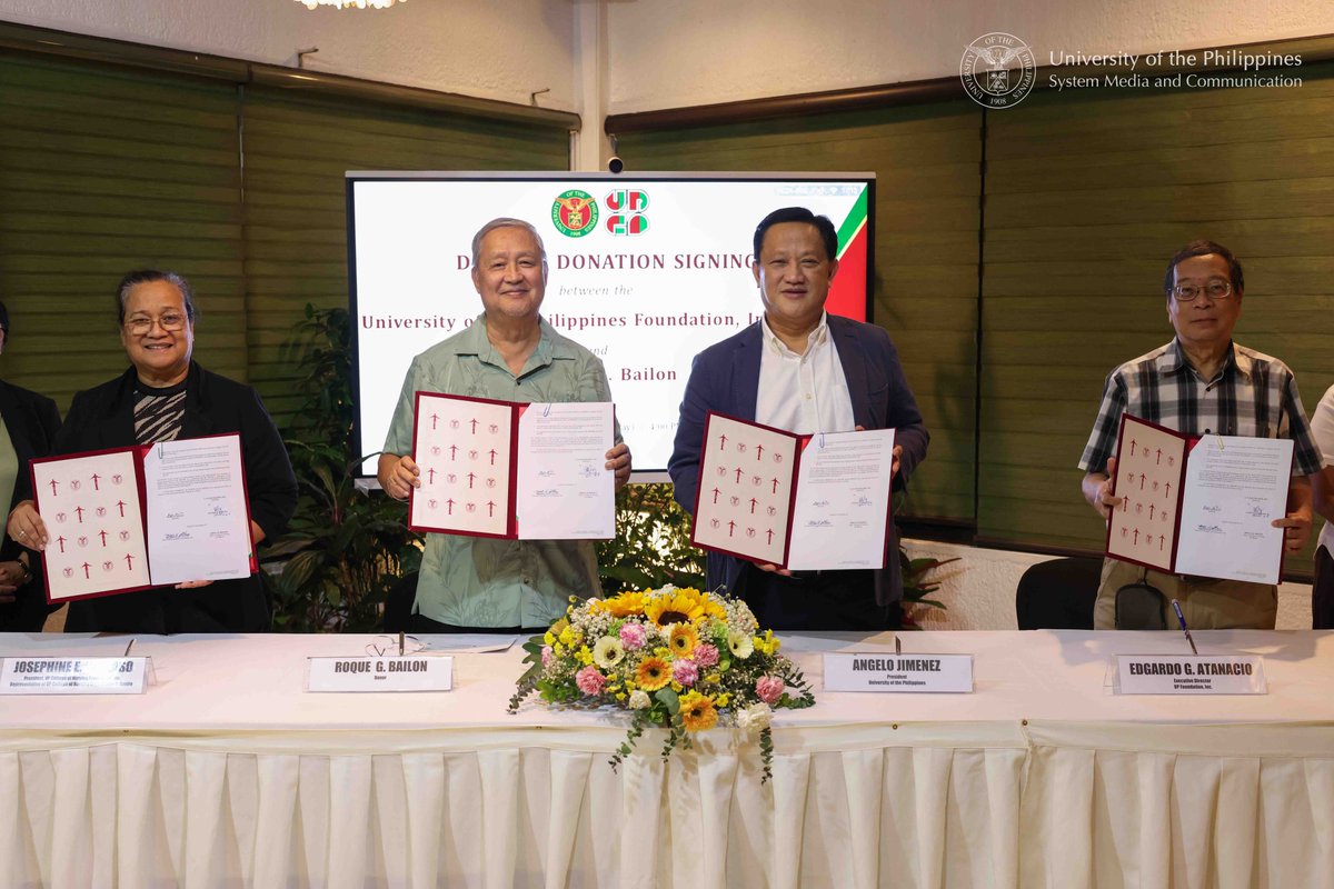 upsystem's tweet photo. An endowment fund of $25,000, or PhP1.5 million, was donated to the @upsystem to establish the Salvacion G. Bailon-Reyes Professorial Chair at the College of Nursing of UP Manila.

Read more: https://t.co/UITwu3SUc8

Photo by Kevin Roque, UPS-MCO. https://t.co/3Pvd9FBZIK