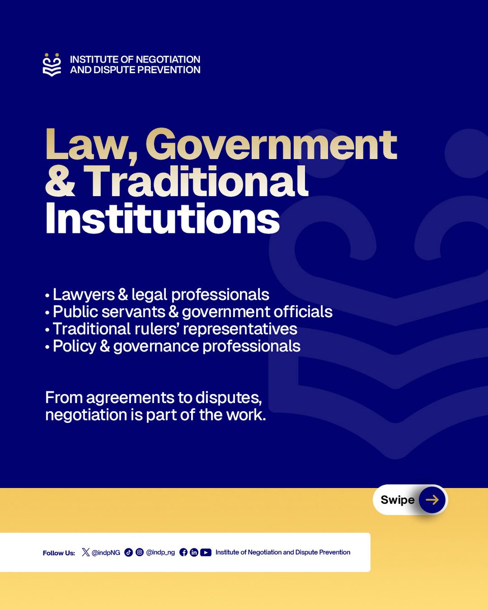 IndpNg's tweet photo. Not everyone who negotiates is a lawyer. 👀

From HR to procurement, engineering to traditional leadership, negotiation is part of everyday work.

The real question is: How well do you negotiate?

Swipe through to see who belongs at INDP. → https://t.co/88RoSW9sm9