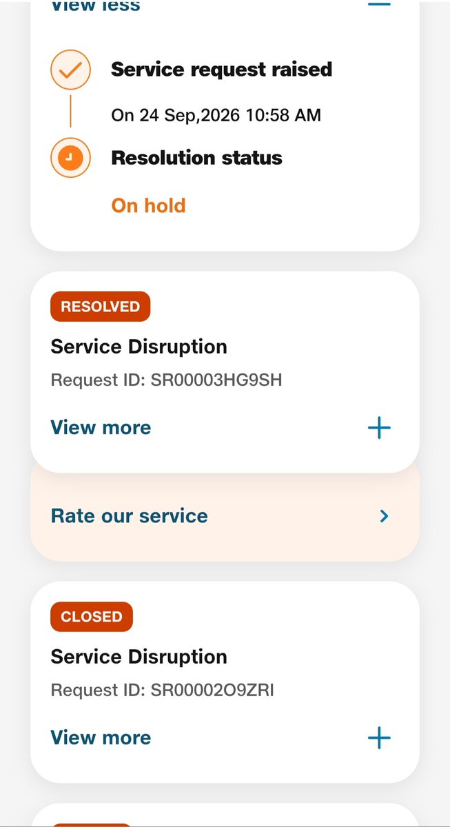 ElAdore4's tweet photo. Pathetic service from @JioCare @reliancejio ! Internet down for 18+ hrs, facing issues for 4 days straight. Previous tickets closed without any actual fix, and current request (SR00003HMSWR) is stuck "On hold" with no option to reschedule. Multiple calls, zero help. Fix thisASAP https://t.co/a7Px1eiky3