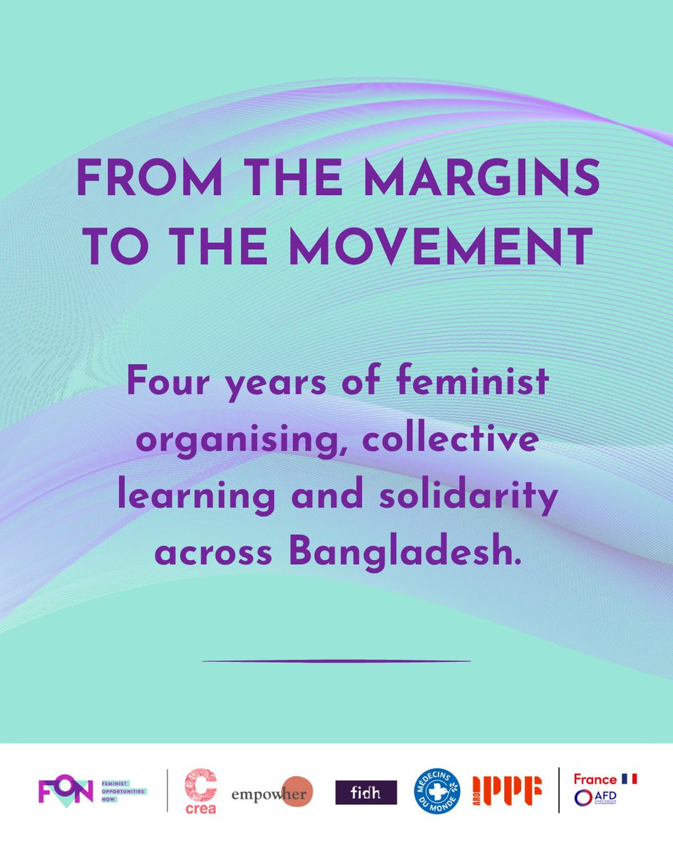 ThinkCREA's tweet photo. From Backlash to Breakthrough. From Grassroots to Global. From Margins to Movement.

16 organisations and 5 networks, representing 100+ organisations across Bangladesh, come together on 27 Sept to reflect on four years of feminist action against GBV.

#ThinkCREA #FONBangladesh https://t.co/zOOP1qd7le