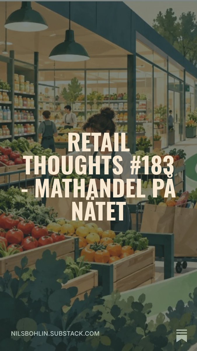 NilsBohlin's tweet photo. Dags för en ny Retail Thoughts i mitt nyhetsbrev Bohlins som också innehåller nyhetsspaningen Dagligvaruveckan på måndagar. Länk i tråd.
Idag om att mathandeln på nätet visar lönsamhet. Men det är oklart om den butiksbaserade modellen eller modellen baserad på centrallager vinner https://t.co/P5Q7XoGQtn