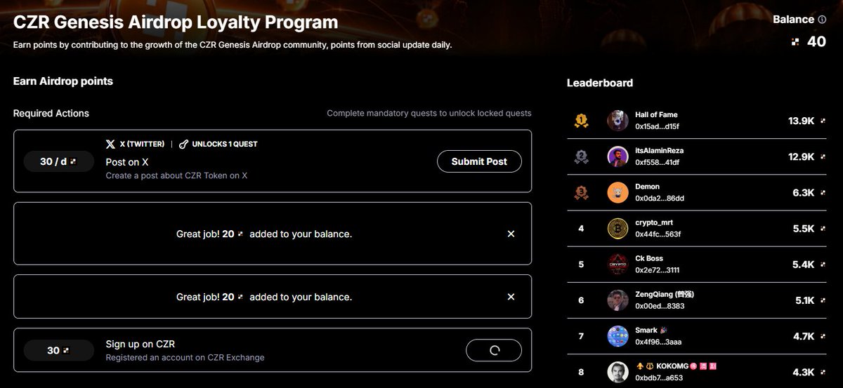 trustmia36371's tweet photo. ⚡ $CZR drops in 6 days.Utility > noise.
Staking. Fee discounts. VIP tiers. Launchpad access. Real ecosystem power.Genesis Airdrop closes Sept 30.
Trading opens Oct 1 on CZR Exchange.The quiet ones who prepare early usually win.Who’s locking in?

#CZRToken #CZR https://t.co/tjlOxuV1nI