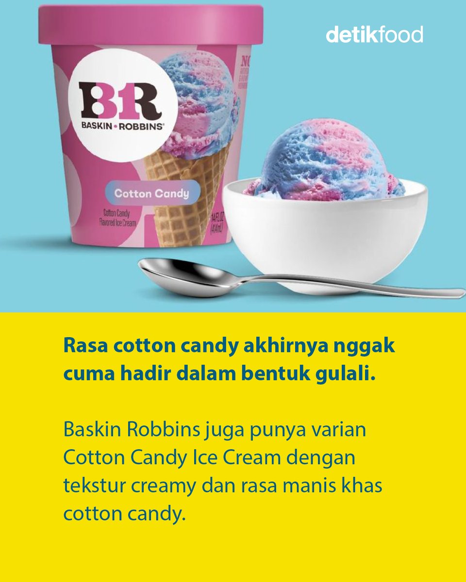 detikfood's tweet photo. Mau cobain Cotton Candy Ice Cream dari Baskin Robbins? Ada promo dengan pembayaran menggunakan Allo PayLater lho!

Yuk, swipe untuk melihat informasinya!

#detikfood #AlloPaylater #EsKrim #CottonCandy #BaskinRobbins https://t.co/X14nGtoq5j