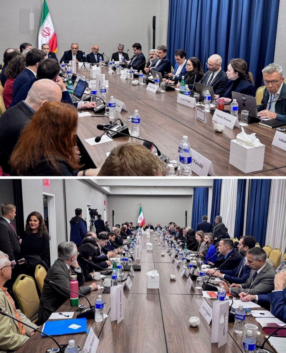 emilykschrader's tweet photo. The Islamic regime officials were prohibited by the U.S. gov from even so much as shopping while in New York for the UNGA… yet they were allowed to organize a meeting with some of their favorite mouthpieces in the U.S.

Negar Mortazavi? Rob Malley? Farnaz Fassihi? Trita Parsi? You are all a disgrace.