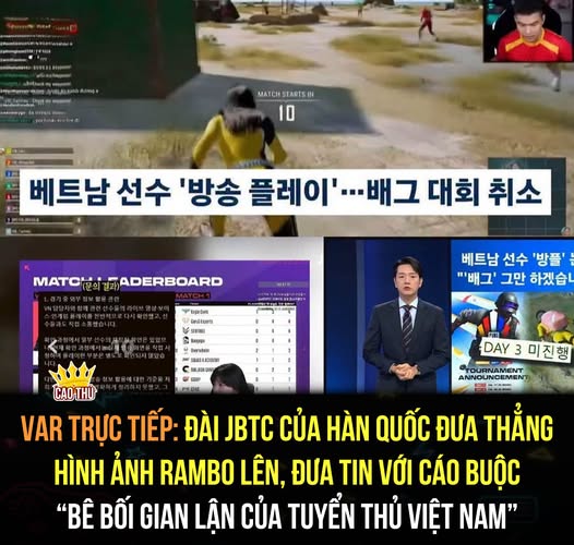 udyrkaka's tweet photo. Đội tuyển Việt Nam trong giải PUBG Asia Stars năm nay bị cáo buộc gian lận, cụ thể là dùng livestream để theo dõi đối thủ Hàn Quốc. https://t.co/t1UsFRfkfG