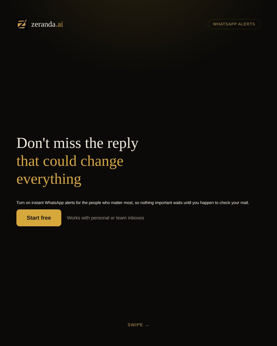 Zeranda_ai's tweet photo. You can also ask Zeranda about your inbox the same way you'd ask a colleague, right inside the WhatsApp chat.  No install. Just tell it who to watch for, and it takes it from there.  hashtag#zeranda hashtag#zeranda_for_jobseekers https://t.co/JYtlrF9WMW