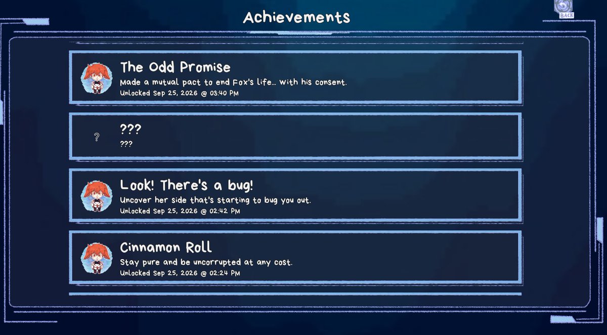 TherappyHavoc's tweet photo. Sorry for long vacuum, I was having struggles for several weeks before I finally recovered, thus continuing the project. As today, I finally develop the Memories (Equivalent to Truth Bullet), Quest, and Achievements for routes on the demo.

#danganronpa #Fanganronpa #fangan https://t.co/8bJkzzPekE