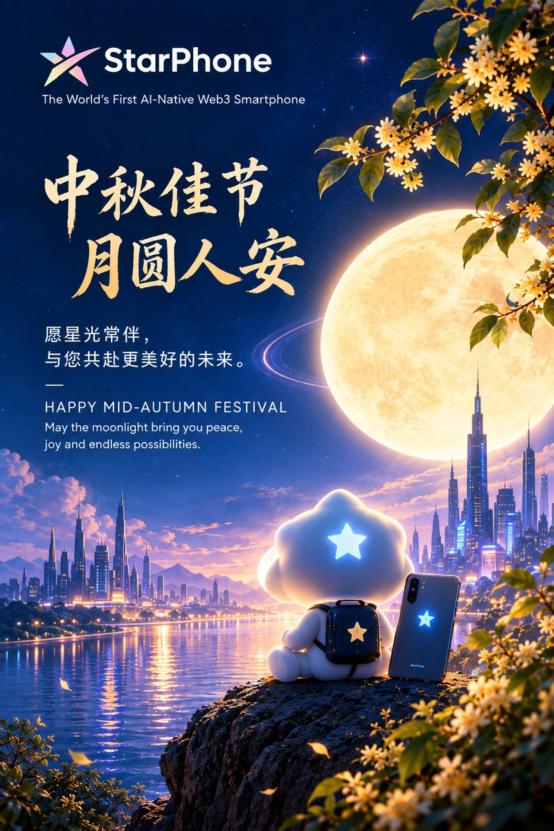 StarPhoneAI's tweet photo. 🌕🏮 Happy Mid-Autumn Festival from StarPhone! 
Wishing you and your loved ones a wonderful reunion and a joyful holiday! 🥮✨
#StarPhone #MidAutumnFestival #MoonFestival https://t.co/2M1cd5Z0RB