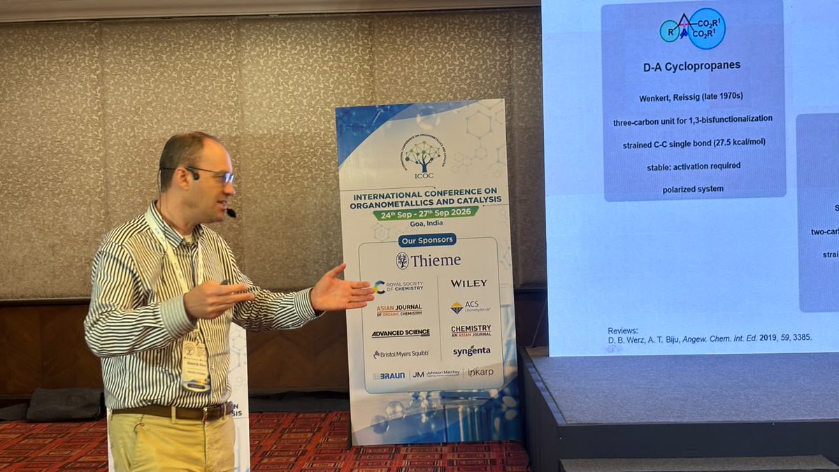 icoc_2026's tweet photo. 🔬✨Ideas, discoveries, and exciting chemistry come together at #ICOCIV2026! 🎤Prof. Daniel B. Werz is delivering an insightful Keynote Lecture, offering fascinating perspectives to the audience. https://t.co/4yhrvy5HhP